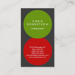 Vertical Grey Red Green Rounds Business Card