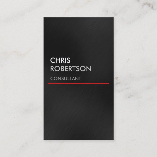 Vertical Grey Red Line Attractive Business Card (Front)