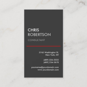 Vertical Grey Red Line Attractive Business Card