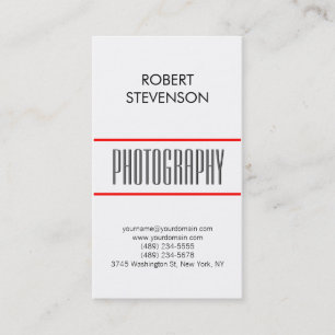 Vertical Grey Red Lines White Artist Business Card