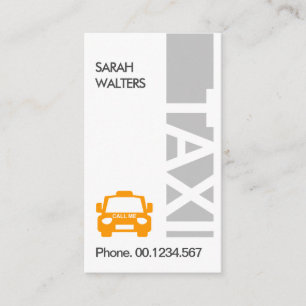 Vertical Grey TAXI Signage Taxi Cab Driver Business Card
