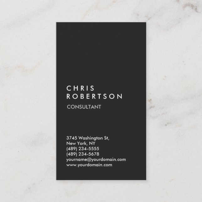 Vertical Grey Trendy Business Card (Front)