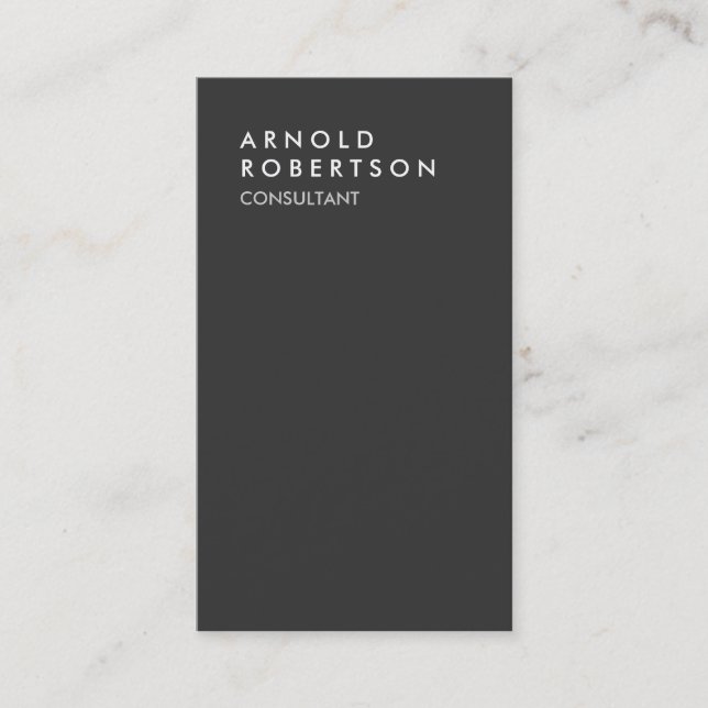 Vertical Grey Trendy Consultant Business Card (Front)