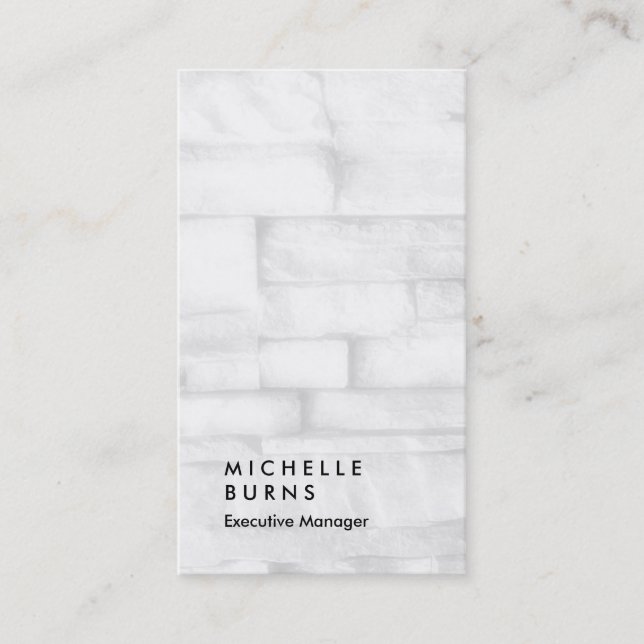 Vertical grey wall brick simple plain manager business card (Front)
