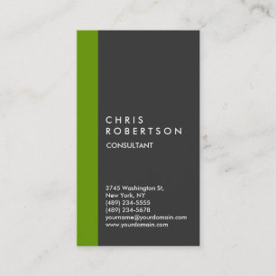 Vertical Grey White Green Stripe Business Card