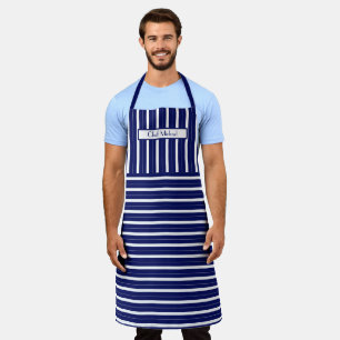 Vertical Horiz Stripe #3 DIY Colors Blue White SV Apron