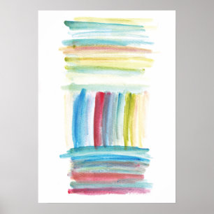 vertical horizontal lines watercolor painting poster