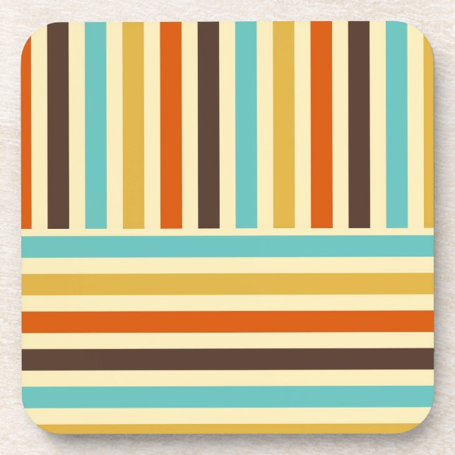 Vertical Horizontal Stripes Blue Yellow Red Coaster (Front)