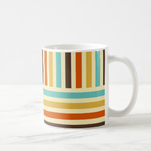 Vertical Horizontal Stripes Blue Yellow Red Coffee Mug