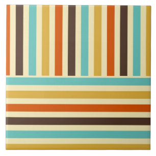 Vertical Horizontal Stripes Blue Yellow Red Tile