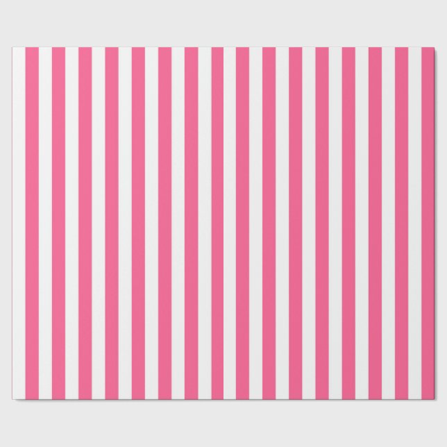 Vertical Hot Pink and White Stripes Wrapping Paper (Seam)