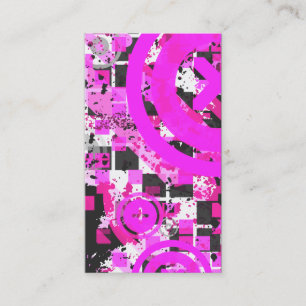 vertical hot pink chex business card