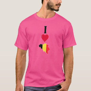 Vertical I Love Belgium I Heart Belgium Country Fl T-Shirt