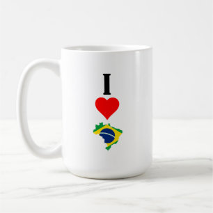Vertical I Love Brazil / I Heart Brazil Brazilian Coffee Mug