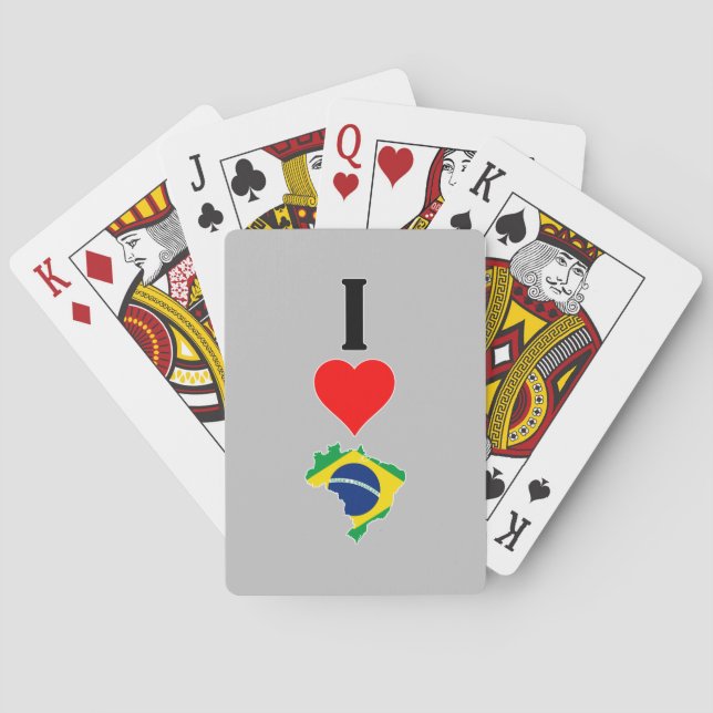 Vertical I Love Brazil / I Heart Brazil Brazilian Playing Cards (Back)