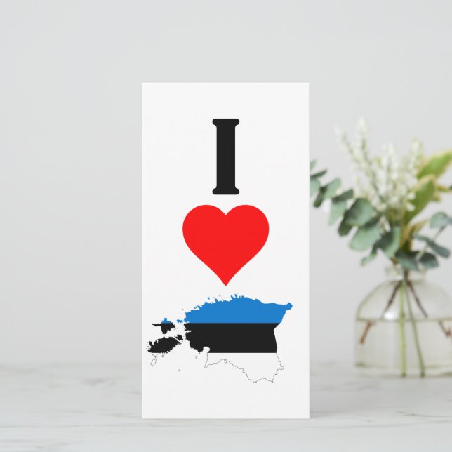 Vertical I Love Estonia / I Heart Estonia Estonian Card (Standing Front)