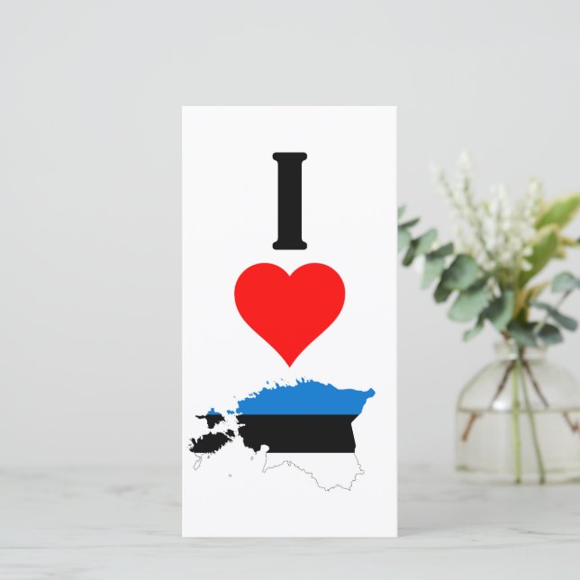 Vertical I Love Estonia / I Heart Estonia Estonian Card (Standing Front)