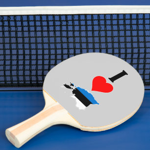 Vertical I Love Estonia / I Heart Estonia Estonian Ping Pong Paddle