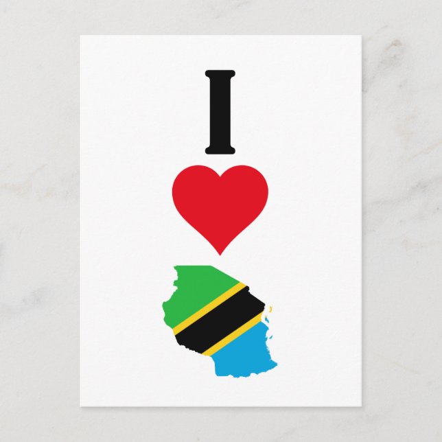 Vertical I Love Tanzania / I Heart Tanzania Postcard (Front)