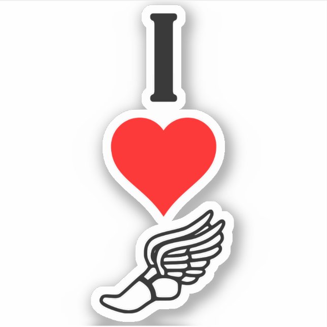 Vertical I Love Track and Field I Heart Running (Front)