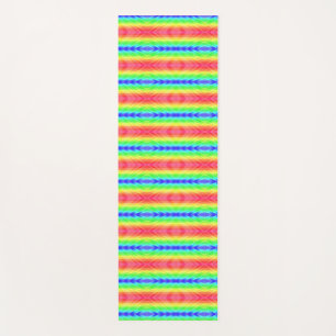 Vertical image of a vibrant, rainbow-coloured yoga mat