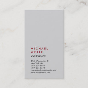 Vertical Light Grey Professional Trendy Business Card