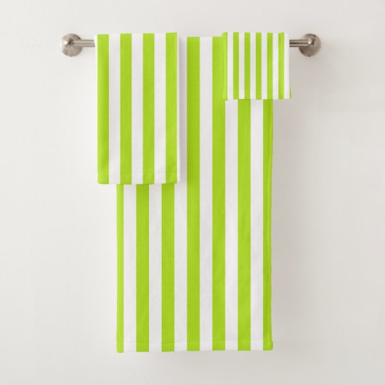 Vertical Lime Green and White Stripes Bath Towel Set Zazzle.co.uk