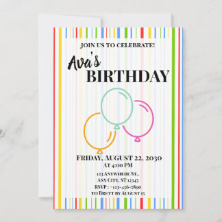 Vertical Lined Multicolor Invitation