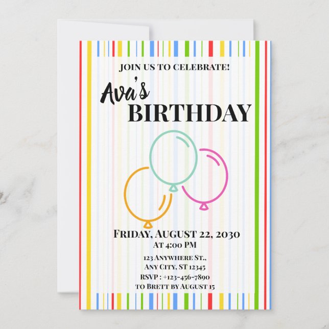 Vertical Lined Multicolor Invitation (Front)