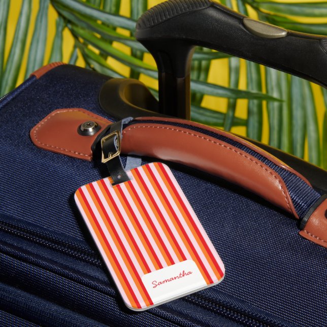 Vertical lines personalised stripes luggage tag (Front Insitu 1)