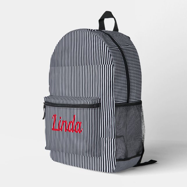 Vertical Lines  Printed Backpack (Back Corner Right)