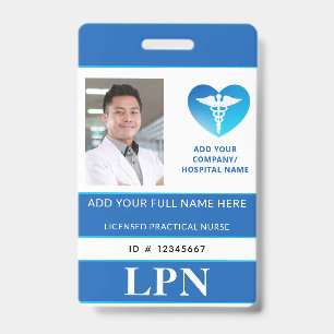 Vertical LPN, Licensed Practical Nurse, Photo ID Badge