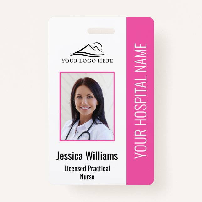 Vertical LPN Licensed Practical Nurse Photo ID ID Badge (Front)