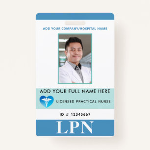 Vertical LPN, Licensed Practical Nurse, Photo ID ID Badge