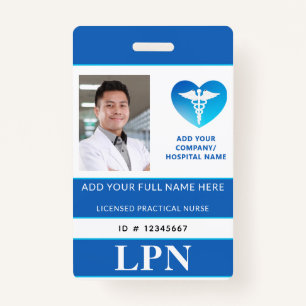 Vertical LPN, Licensed Practical Nurse, Photo ID ID Badge