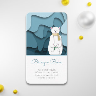 Vertical Mama & Baby Polar Bear Blue Bring a Book Enclosure Card