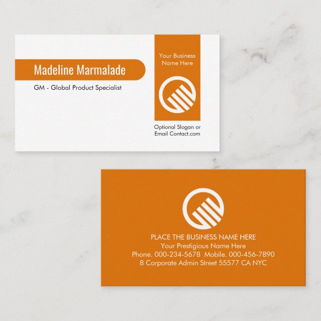 Vertical Marmalade Orange Line Product Business Card (Front/Back)