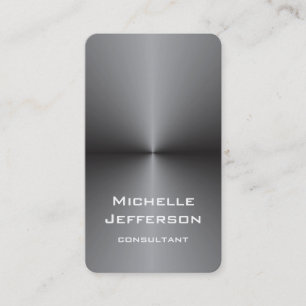 Vertical Metallic Silver Grey Stylish Trendy Business Card