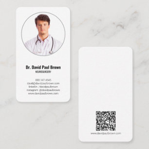 Vertical Minimalist Medical Doctor Photo QR Code Business Card