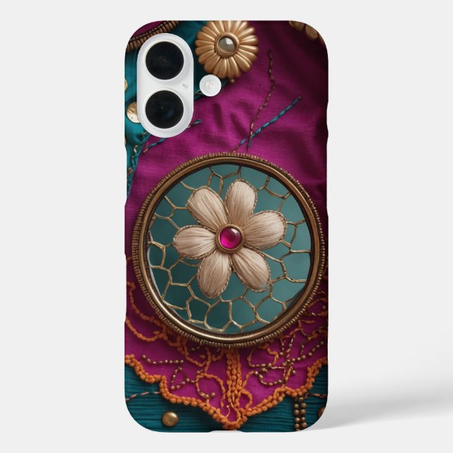 Vertical Mirrorwork & Embroidery-Inspired Case-Mate iPhone Case (Back)