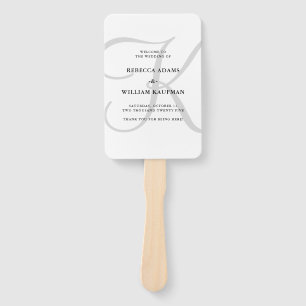 Vertical Modern Classic Monogram in Grey   Wedding Hand Fan