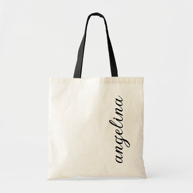  Vertical Modern Cursive Script Name Gift Tote Bag (Front)