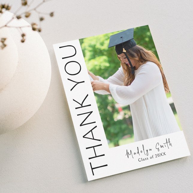 Vertical Modern Photo Graduation Thank You Card (Creator Uploaded)