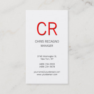Vertical Modern Red Grey White Business Card