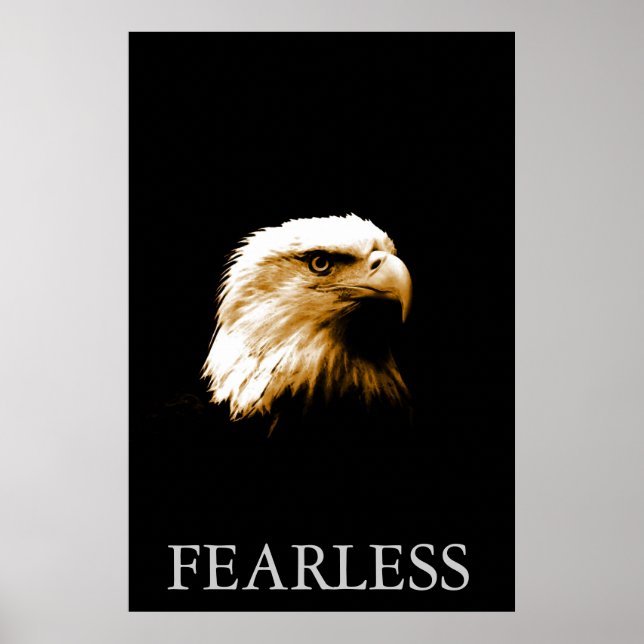 Vertical Motivational Fearless Bald Eagle Poster (Front)