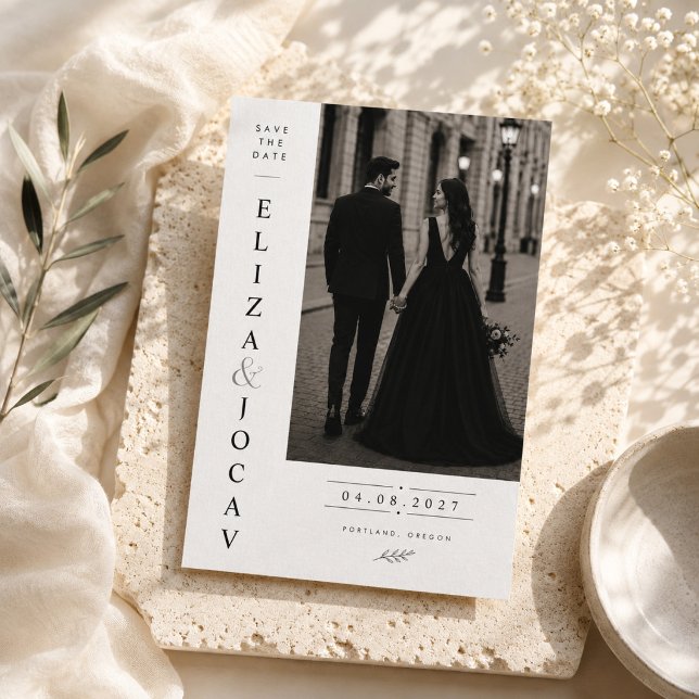 Vertical Names Photo Save The Date Card. (Creator Uploaded)