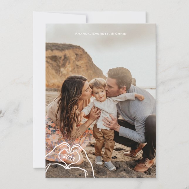 Vertical New Year 5 Photos Greeting Card (Front)