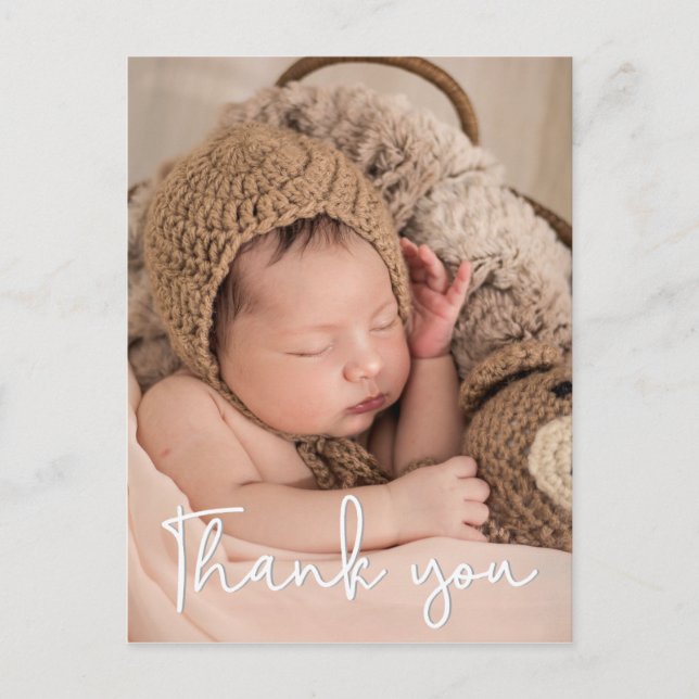 Vertical Newborn Photography Baby Shower Thank You Postcard (Front)