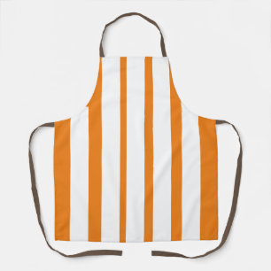 Vertical Orange And White Stripes Apron