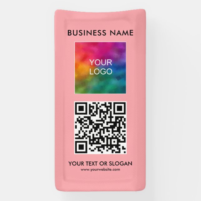 Vertical Outdoor QR Code Business Logo Blush Pink Banner (Vertical)